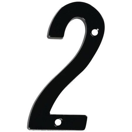 NATIONAL HARDWARE V871 Series House Number, Character 2, 4 in H Character, Black Character, Zinc N238-642
